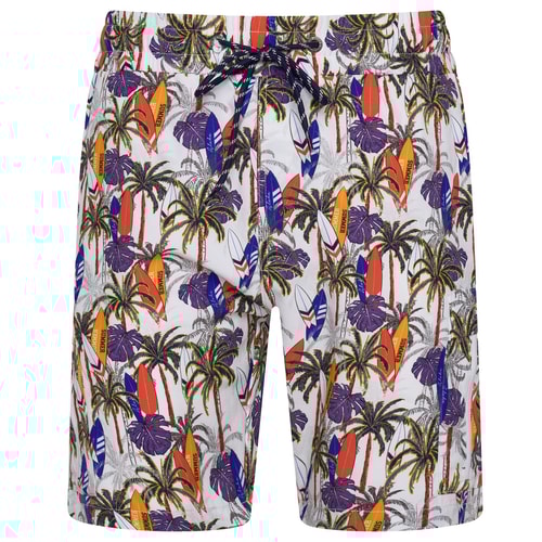 KAM Sommer-Shorts mit Surf-Print, Ecru